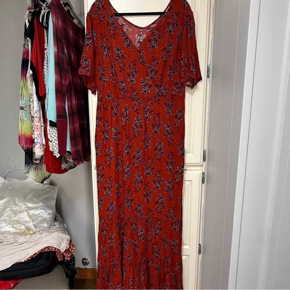 Maurices Red Floral Maxi Dress